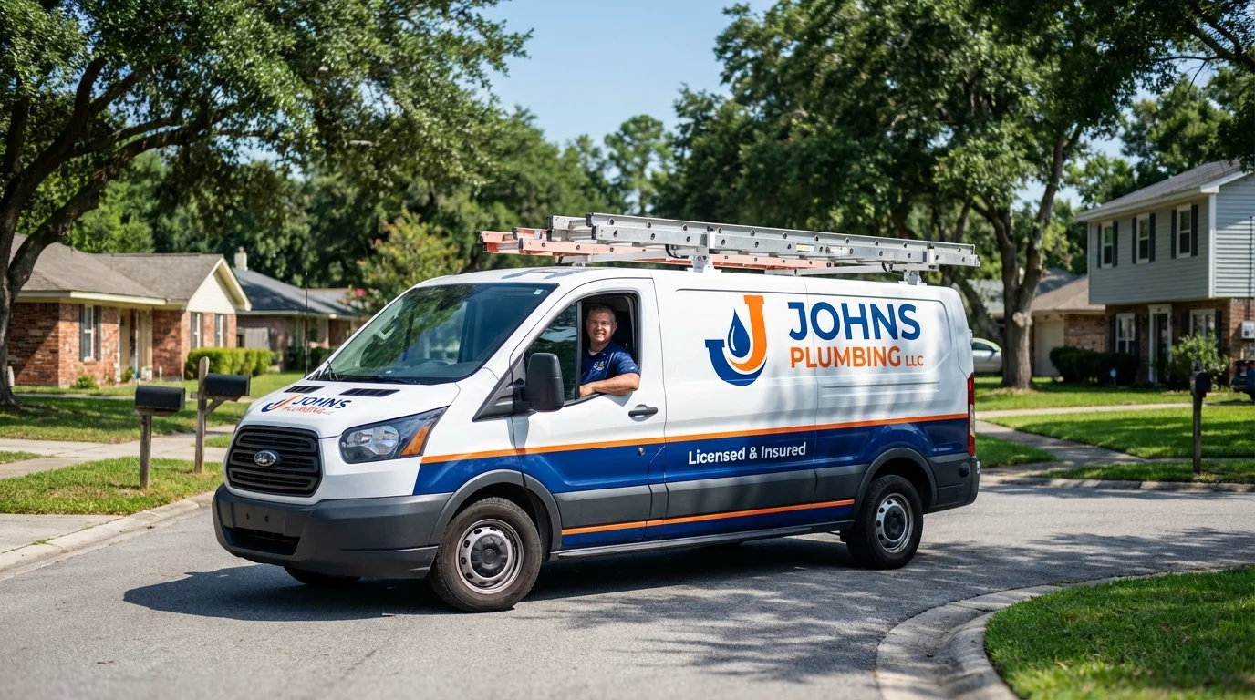 Johns Plumbing LLC service van in Michigan City, IN