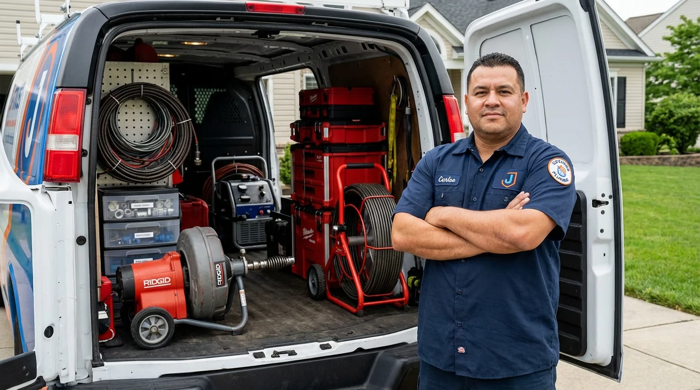 Professional drain cleaning equipment and Johns Plumbing LLC plumber in Michigan City
