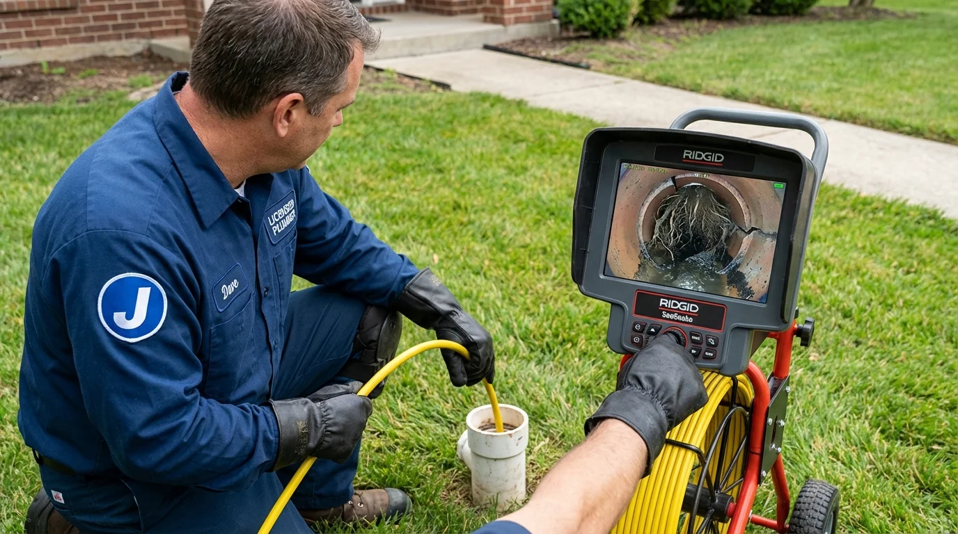 Sewer camera inspection being performed by Johns Plumbing LLC in Michigan City